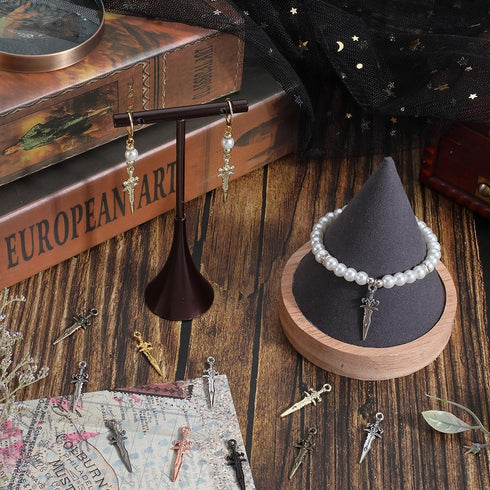 SUNNYCLUE 1 Box 80Pcs Sword Charm Punk Charms Silver Alloy Gothic Steampunk Mini Bookmarks Sword Knife Charm for Jewelry Making Charms Supplies DI...