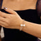 YERTTER Dainty Rhinestone 1920s Silver Gold Fake Pearl Open Bangle Bracelet Wedding Sparkly Layered Wrap Cuff Bangle Bracelet Adjustable Pearl Bra...