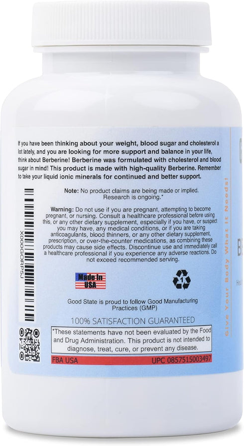 Good State Berberine HCL 400mg, 120 Vegetarian Capsules...