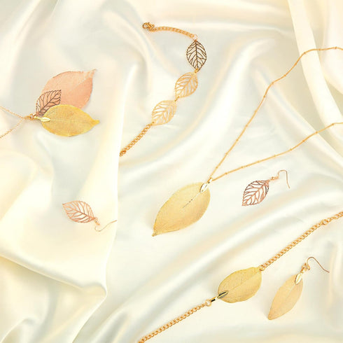 6 Pcs Gold Long Leaf Necklace Leaf Dangle Earrings and Bracelet Jewelry Set Filigree Leaves Gifts for Women...