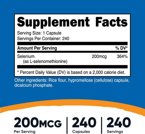 Nutricost Selenium 200mcg, 240 Vegetarian Capsules, Non-GMO, Gluten Free L-Selenomethionine...