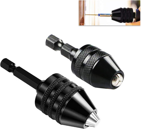 Mini Drill Chuck Adapeter 2 PCS Keyless Quick Change Mini Drill Chuck Converter 1/4” Hex Shank for Micro Drill Bit Chuck Conversion Tool, Keyless ...