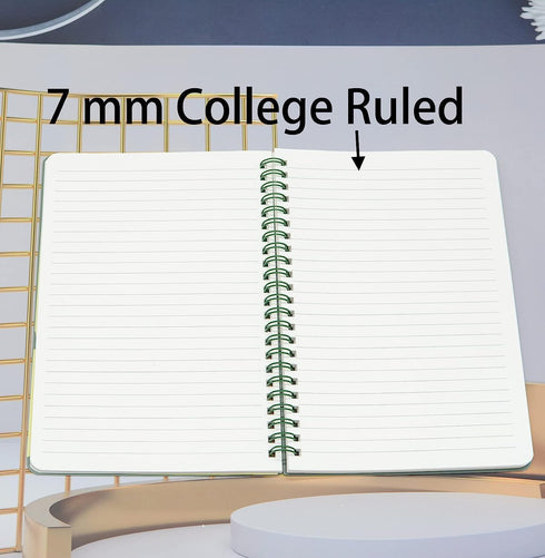 Yansanido Spiral Notebook, 4 Pcs 4 Color A5 Thick Plastic Hardcover 7mm College Ruled Paper 80 Sheets (160 Pages) Journal for School and Office Su...