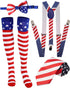 Awlsyj 4th of July Patriotic Costumes Set Elastic Suspenders Bow Tie Necktie Socks American Flag USA Independence Day Party...