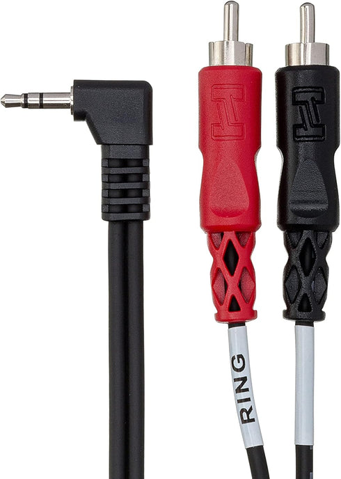 Hosa CMR-203R Right-angle 3.5 mm TRS to Dual RCAStereo Breakout Cable, 3 Feet...