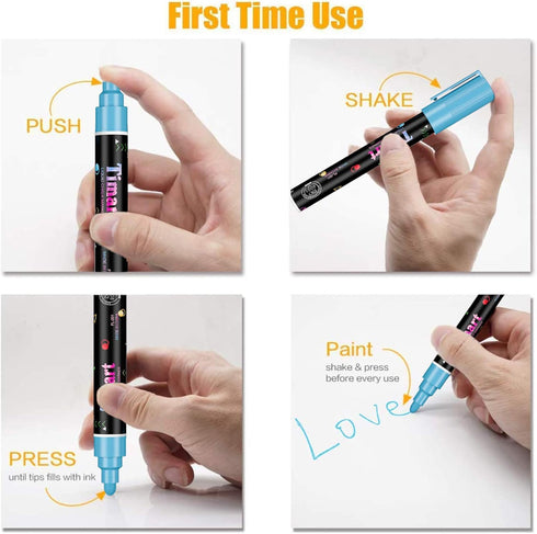 Timart Metallic 8 Pack Liquid Chalk Markers, Bold Wet & Dry Erase Marker Pens for Chalkboards Signs, Blackboards, Windows, Glass- 6mm Reversible T...