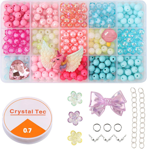 Jewelry Making Kit for Girls, Large DIY Beads for Creative Necklace Bracelet Rings, Unicorn Princess Mix Beads Arts & Crafts Making Bead Kit, Gift...