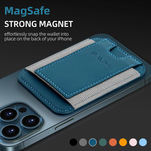 HiWe for MagSafe Wallet, Magnetic Card Wallet Holder for iPhone 15/14/13/12 Series, Leather Wallet, Fit 6 Cards, Slim, RFID Blocking, Navy Blue......