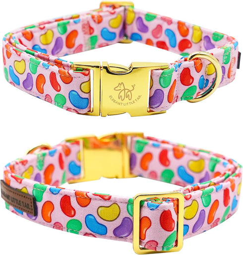 Elegant little tail Easter Dog Collar, Colorful Candy Print Pet Collar Dogs Cute Pink Dog Collar Boy Girl Dog Collars Pet Gift Adjustable Dog Coll...