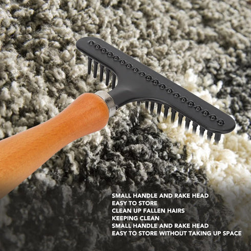 Carpet Rake, Handheld Carpet Rakes Cleaning Grooming Stainless Steel Hair Groomer Rug Rake for Beauty Salon Portable Shag Rug Rake Carpet Rake to ...