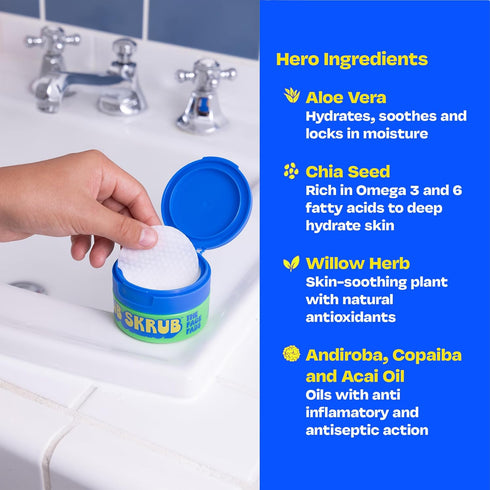 The Face Pads - Kids, Tween Boys & Teens Acne Cleansing Pads for Cool Confidence - Say Goodbye to Greasy Skin and Hello to Freshness - 40 Acne Wip...