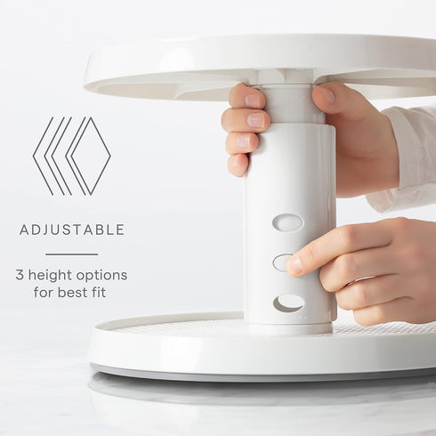 YouCopia Crazy Susan Two-Tier Turntable, Height-Adjustable Lazy Susan Organizer for Kitchen Cabinet and Pantry Organization and Storage, White...