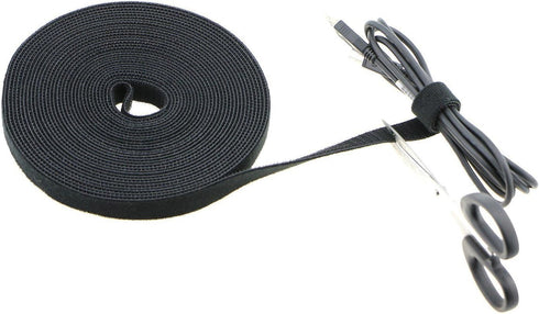 Reusable Fastening Tape Cable Ties 3/4 Inch Double Side Hook Roll (5 Yard, Black Upgraded Version)...