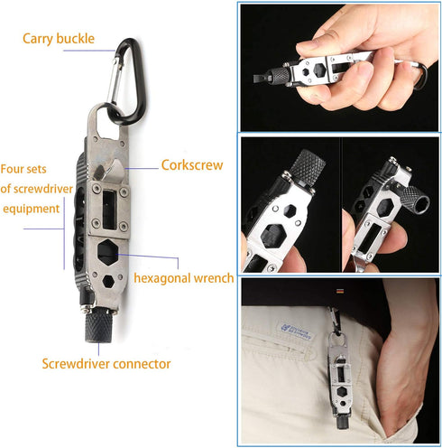 Buspoll Phillips screwdriver keychain tool flat screwdriver and nutdriver hex wrench hand tool...