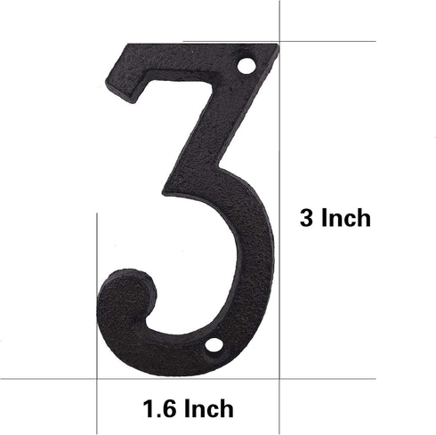 3 Inch House Numbers- Special Cast Iron Home Address Number- Easy Install (3 Inch High, 3)...