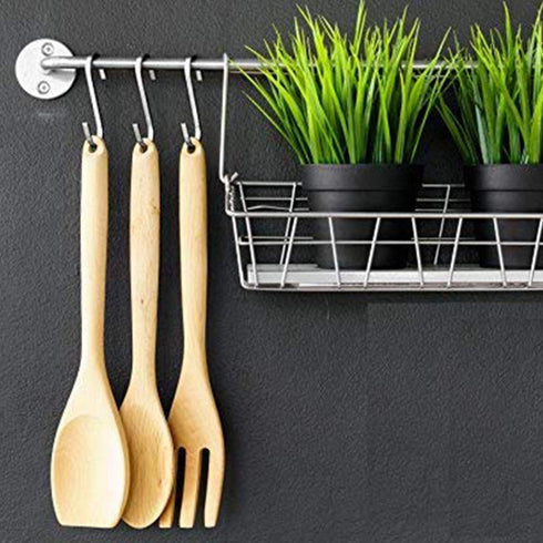 YourGift 20 Pack Flat S Hooks Stainless Steel 3 inches S Shaped Hanging Hooks for Kitchen, Bathroom, Bedroom and Office (Medium)...