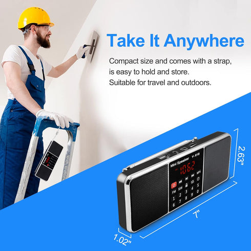 LEFON Multifunction Digital FM Radio Media Speaker MP3 Music Player Support TF Card USB Drive with LED Screen Display and Setting Timing Shutdown ...