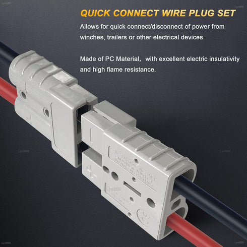 6-10 Gauge Battery Quick Connector 50A 12-36V Battery Quick Disconnect Battery Quick Wire Harness Plug Kit for Car Bike ATV Winches Lifts Motors M...