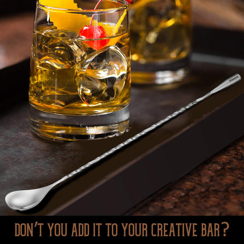 Hiware 12-Inch Bar Spoon, Set of 2, Stainless Steel Mixing Spoons, Spiral Pattern Bar Cocktail Shaker Spoon...