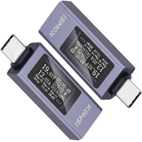 2pcs USB C Power Meter USB C Tester, USB Multimeter 4-30V 0-12A Voltage Current Capacity Energy Power Digital Tester with OLED Display Support 240...