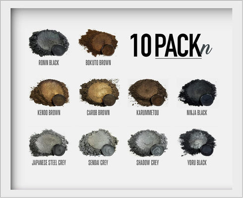 Eye Candy Mica Powder - Black Brown Grey Pigment 10-Pack Set N - Colorant for Epoxy - Resin - Woodworking - Soap Molds - Candle Making - Slime - B...