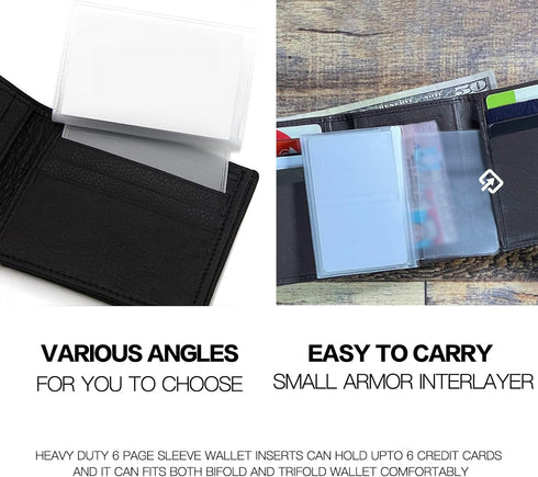 Set of 2 Plastic Wallet Insert for Credit Card Checkbook, Men Wallets Trifold Vinyl Credit Card Sleeves Holder...