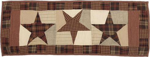 VHC Brands Abilene Country Red Independence Day Patchwork Rect Star Quilted Runner 13x36...