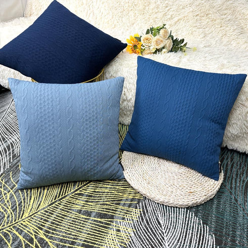 Booque Valley Throw Pillow Covers, Pack of 2 Super Soft Elegant Modern Embossed Patterned Blue Cushion Covers Decorative Stretchy Pillow Cases for...
