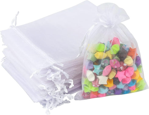 G2PLUS 100PCS White Organza Bags, 4x6 in Sheer Mesh Drawstring Gift Bags, Jewelry Pouches Candy Bag for Christmas, Wedding Favors...