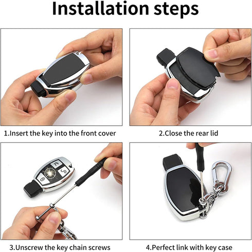 Creativity Advanced soft TPU Key Cover Suitable For Mercedes benz CLS CLA CLK G GL R SLK AMG A B C CL S SL M ML class smart key (Silver Set + Pink...