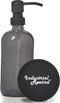 Gray Soap Dispenser with Black Pump and Non-Slip Coaster. Semi Translucent Smokey Grey 16oz Glass Bottle....