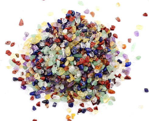 7 Chakra Natural Chip Stone,About 628 Pcs Irregular Gemstones Healing Crystal Loose Rocks Bead Hole Drilled DIY for Bracelet Jewelry Making Crafti...