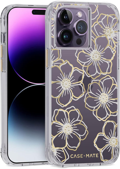 Case-Mate iPhone 14 Pro Max Case - Floral Gems - With 10ft Drop Protection & Wireless Charging - Sparkly Rhinestones Case for iPhone 14 Pro Max - ...