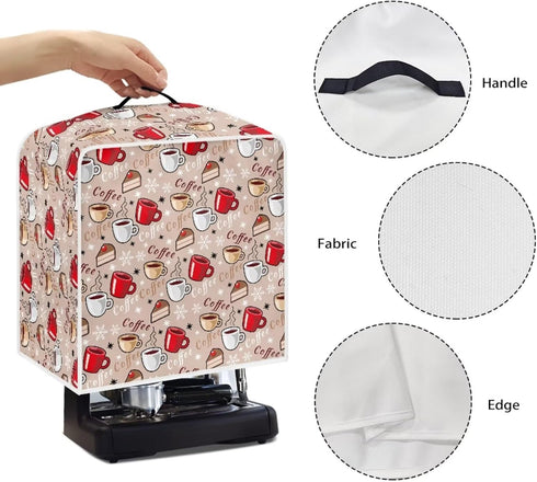 Coffee Printed Coffee Maker Cover with Top Handle, Foldable Large Appliances Cover Dustproof Washable Protective Cover Fits Kitchen Bar Home Dinin...