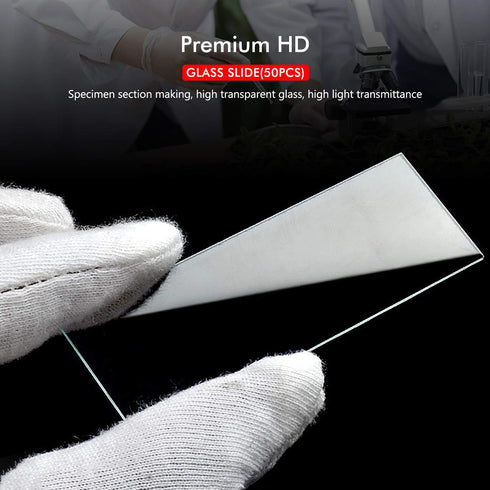 HOAOH 50 Pieces Microscope Slides and 100pcs Pre-Cleaned 20mm x 20mm Microscope Cover Slips Glasses for Basic Biological Science Education...