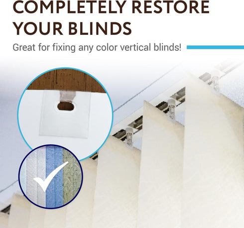 IMPRESA Vertical Blind Repair Tabs Kit - 20 Clear Stick-On Sets & 2 Alcohol Wipes - Window & Sliding Door Blind Repair Tabs - Easy Fix for Vertica...