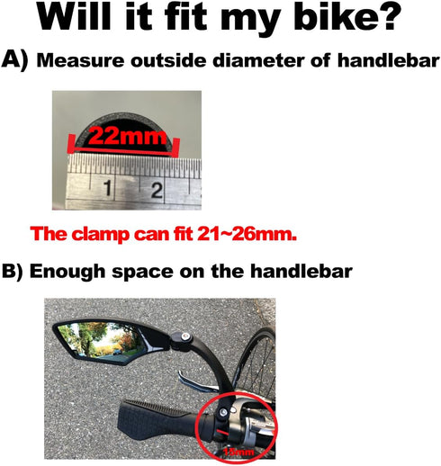 Hafny New Handlebar Bike Mirror, HD,Blast-Resistant, Glass Lens, HF-MR088LS (Left) (HF-M903RS-FR01 (Handlebar Fitting Right Side, Silver Glass))...