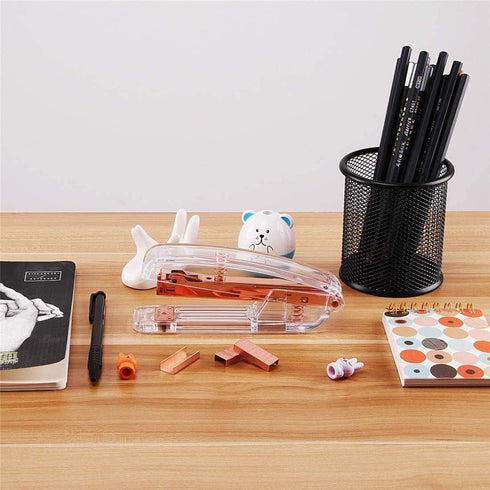 Stapler,Clear Desk Stapler with 1000 Pieces Staples - Rose Gold (Stapler)...