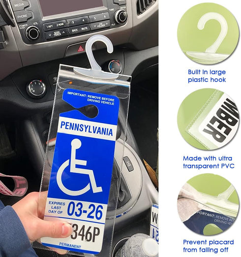 Handicapped Parking Placard Holder - Disabled Placard Protective Mirror Tag Holder with Larger Hanger by Tbuymax(Set of 4)...
