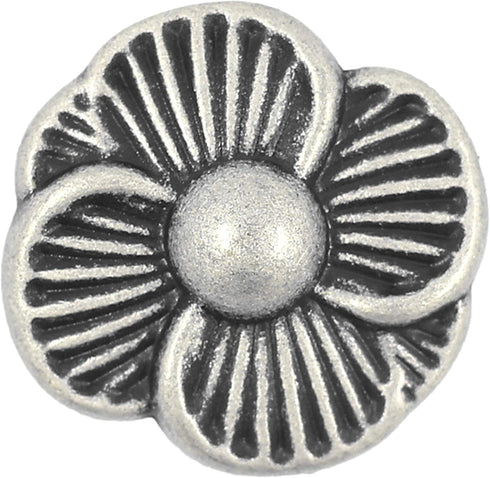Bezelry 12 Pieces Blooming Flower Metal Shank Buttons. 21mm (13/16 inch) (Antique Silver)...