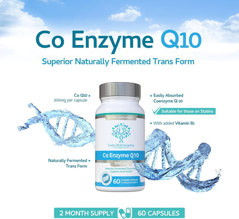 Co Enzyme Q10 CoQ10 300mg 60 Capsules - Superior Naturally Fermented Trans Form...