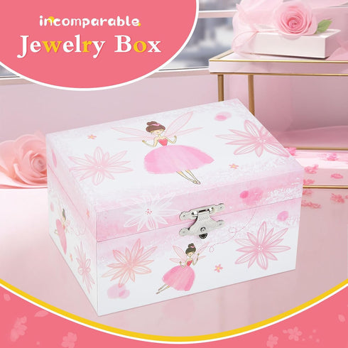 Girl's Gift Music Box with Spinning Ballerina,Fairy Design Musical Jewelry Box for Kids Jewel Storage,Toys for Girls...