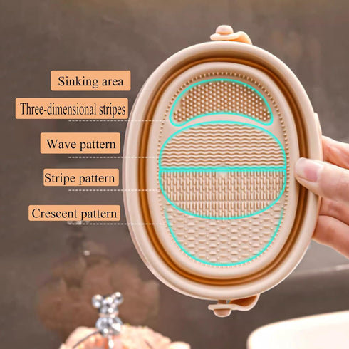 Makeup Brush Cleaner Mat,3 in 1 Upgraded Foldable Silicone Makeup Brush Cleaner Cosmetic Brush Cleaner Makeup Brush Scrubber Bowl for Cleaning, Or...