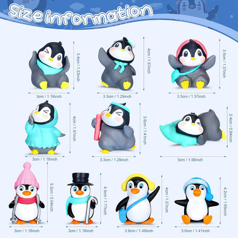 Macarrie 30 Pcs Penguin Figurines Cute Penguin Characters Toys Mini Penguin Figurines Collection Playset Mini Cartoon Penguin Cake Topper Winter P...