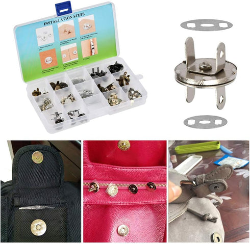 TIMESETL 30 Set 14/18mm Magnetic Snap for Purses Magnetic Bag Fastener Clasp Button with Storage Box for Sewing, Craft, Bags, Clothes, Leather - 3...