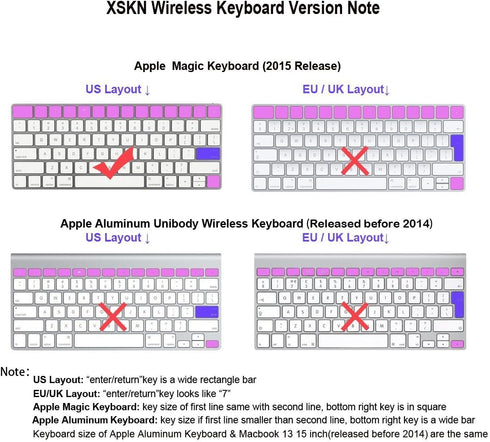 XSKN Spanish Language Ultra Thin Silicone Keyboard Skin Cover for A1644 Magic Keyboard 2015 Version US Layout (Black)...