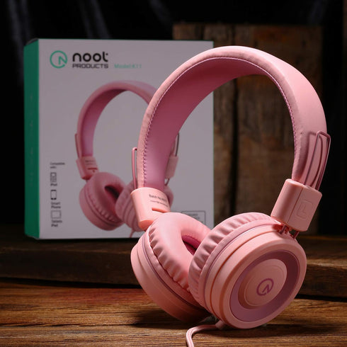 noot products Kids Headphones K11 Foldable Stereo Tangle-Free 5ft Long Cord 3.5mm Jack Plug in Wired On-Ear Headset for iPad/Girls/Boys/School/Lap...