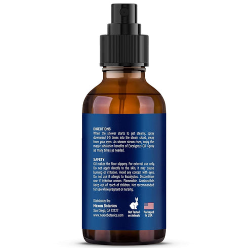 Eucalyptus Shower Spray 2 fl oz – Aromatherapy Shower Mist with Essential Oils – Eucalyptus Steam Spray for Sauna, Spa, Bathroom & Room – Nexon Bo...