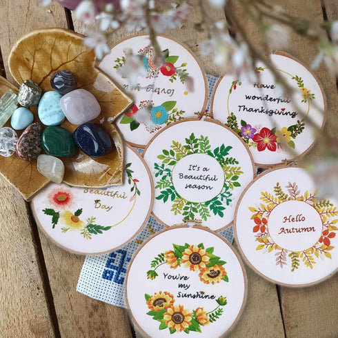 FONNUY Embroidery Kit for Beginners?Plants Flowers Pre-Stamped Pattern Kits for Adults with Hoop (You're My Sunshine)...
