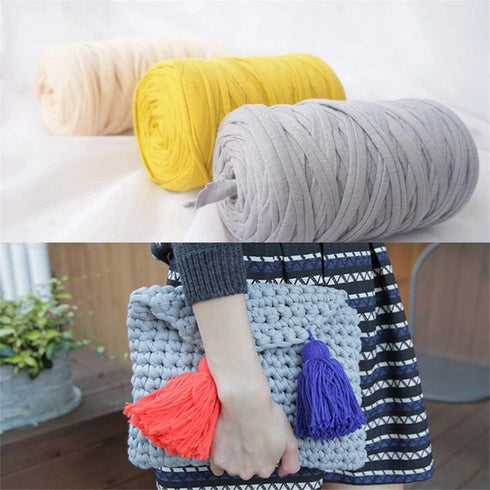 1PCS 250g 8.1oz Soild Color Fancy Yarns DIY Bag Handbag Carpet Cushion Cotton Cloth T-Shirt Yarn Knitting Crochet Yarn Pet Cave Basket Crochet Bag...
